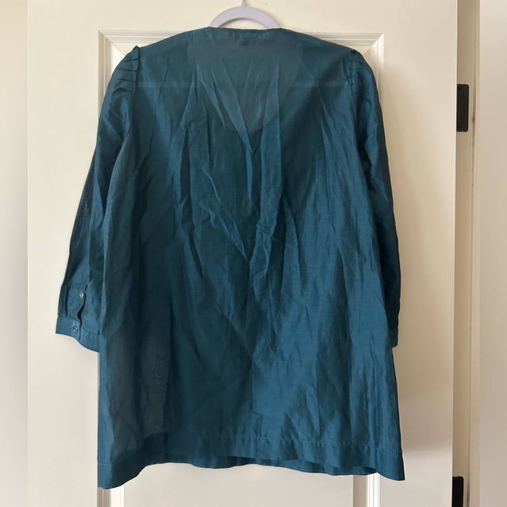 Burberry Brit Teal Scoop-Neck Button Blouse (Size M) - Picture 9 of 10